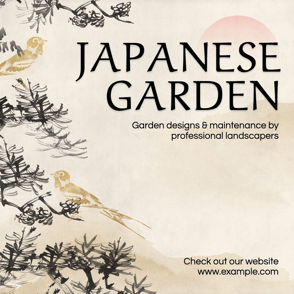 Japanese garden Instagram post template