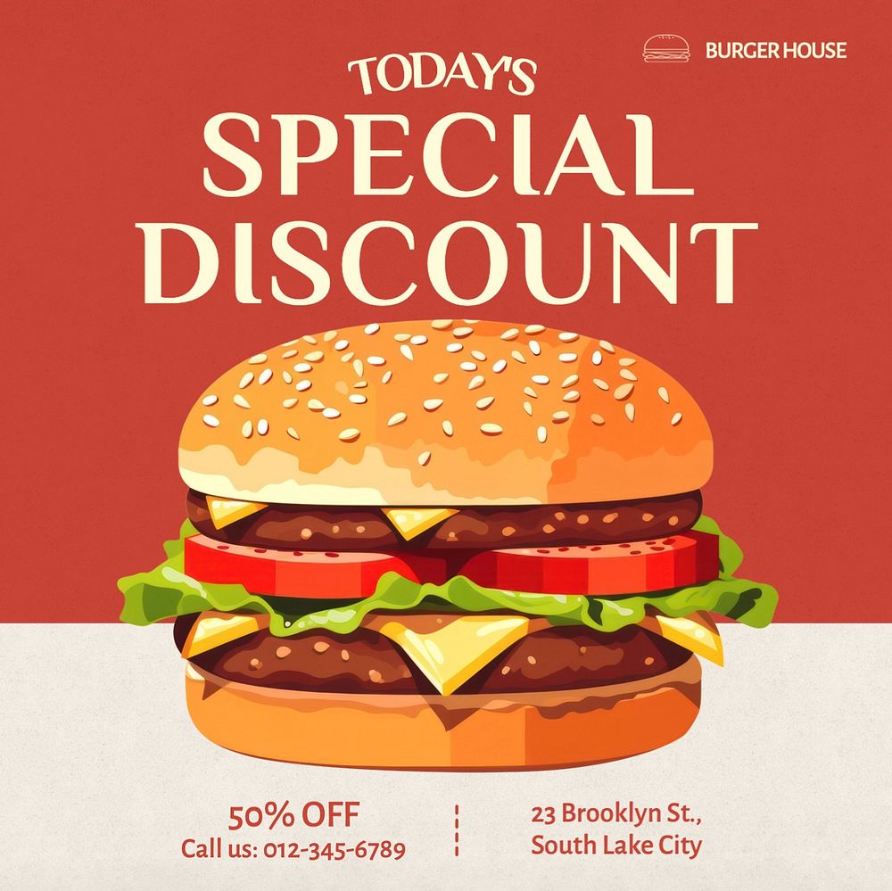 Burger discount Instagram post template