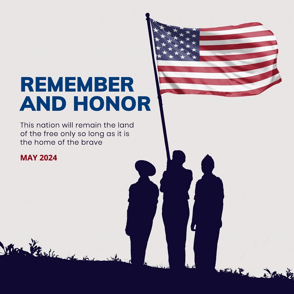 Memorial day Instagram post template, editable text