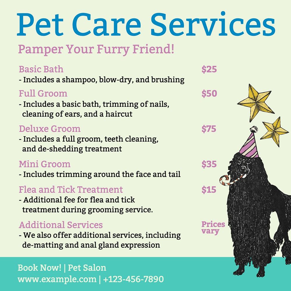 Pet care services Instagram post template, editable text