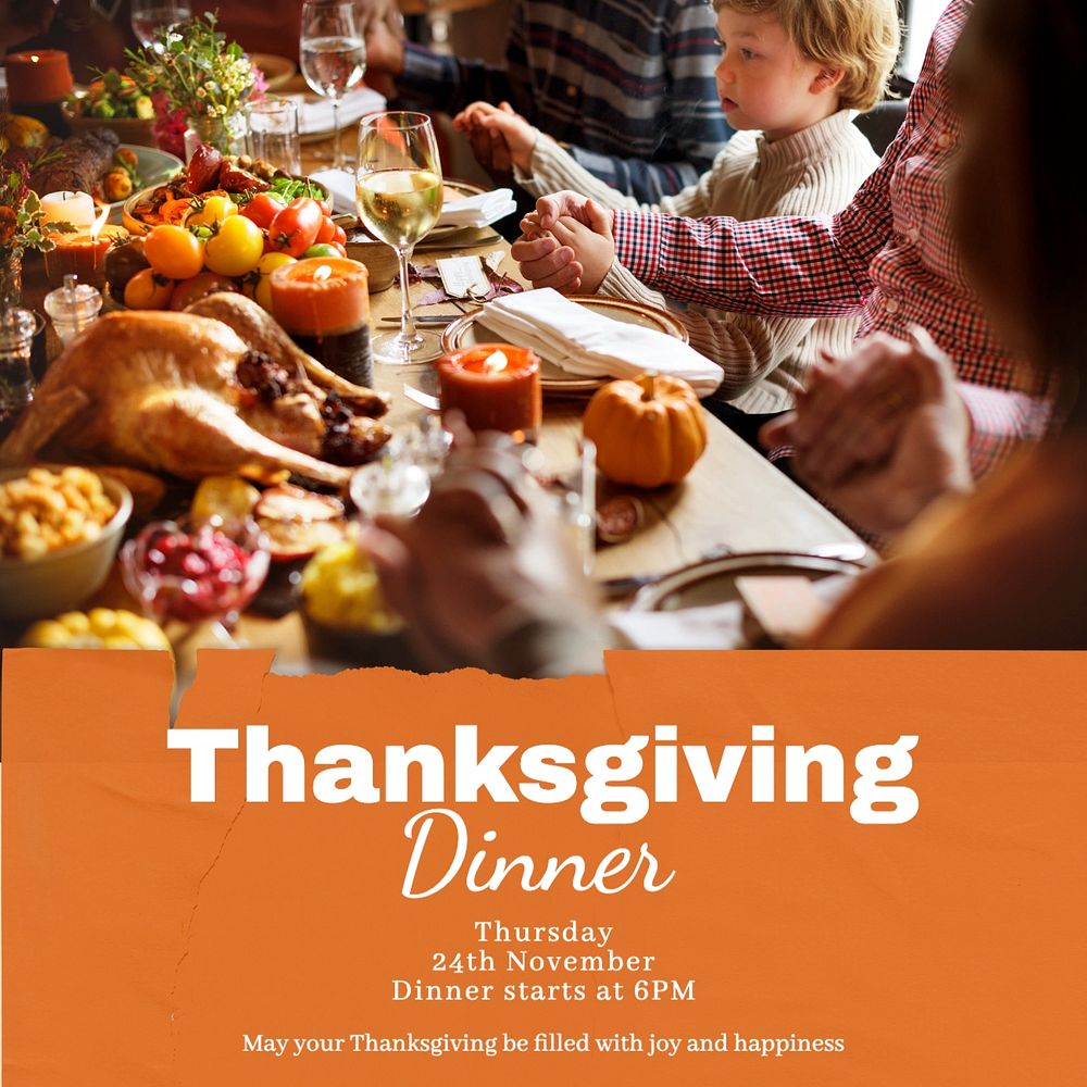 Thanksgiving dinner party Instagram post template