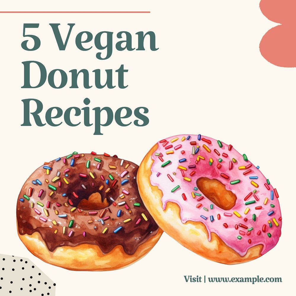 Vegan donut recipes Instagram post template