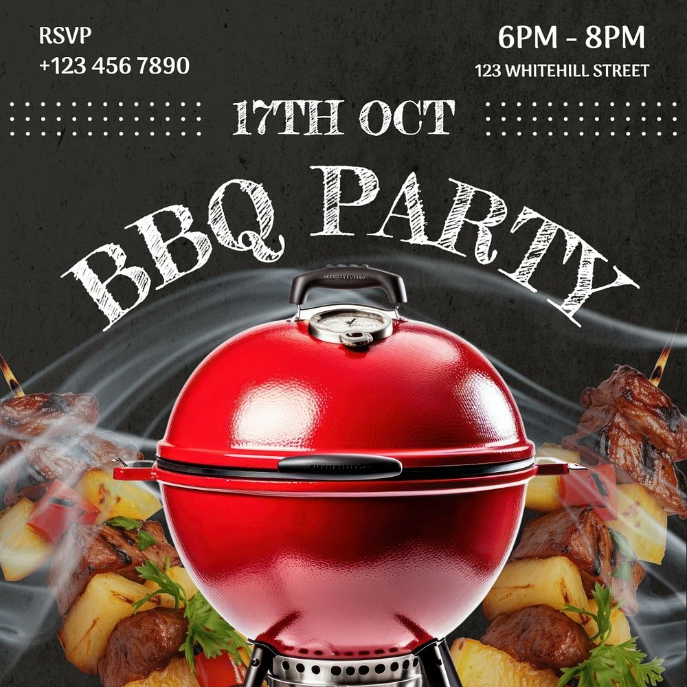 Bbq party Instagram post template, editable text