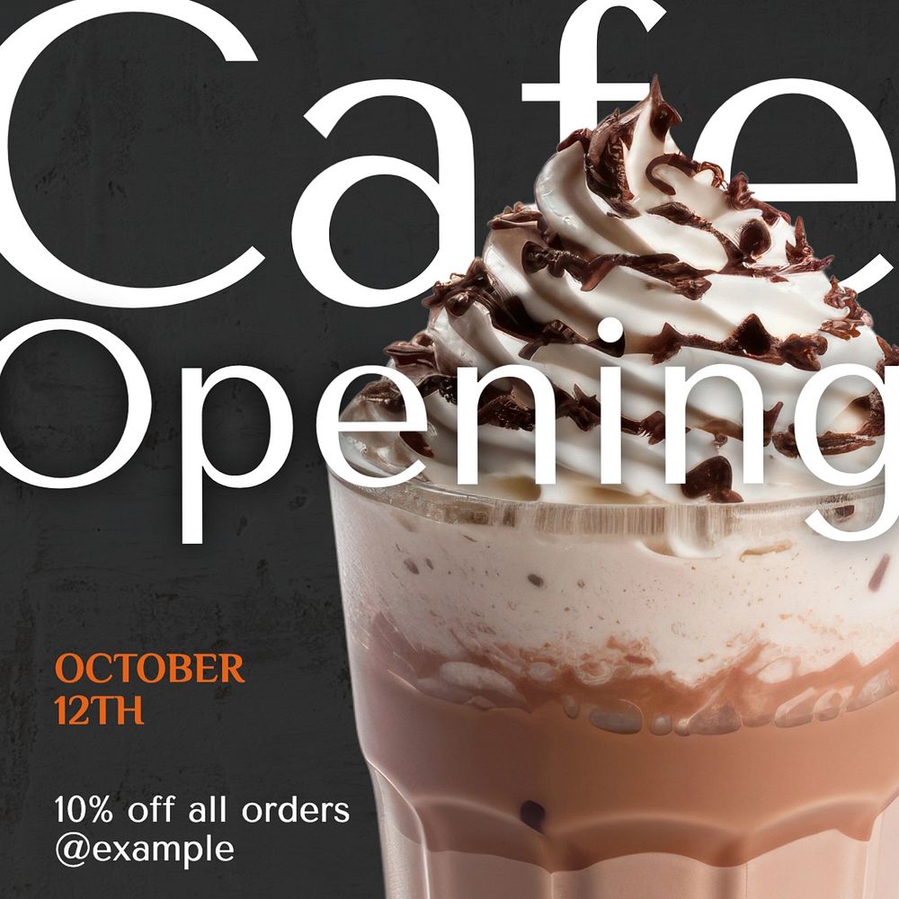 Cafe opening Instagram post template