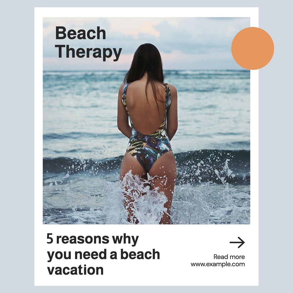 Beach therapy Instagram post template