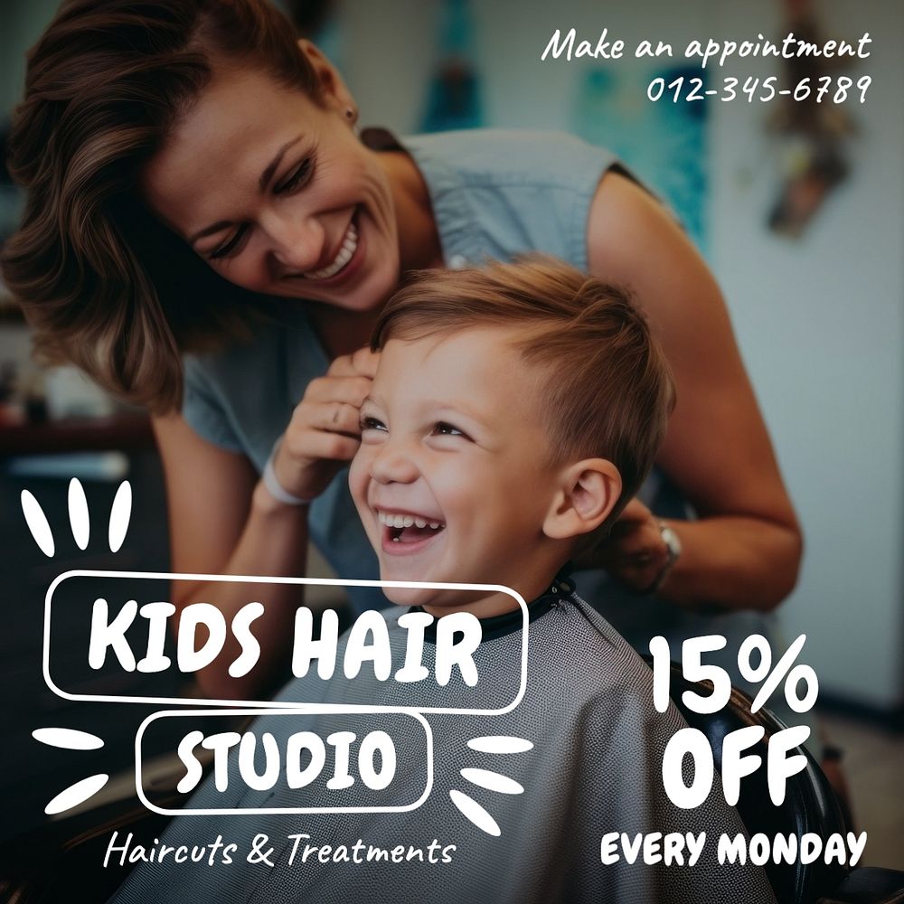 Kid's hair studio Instagram post template