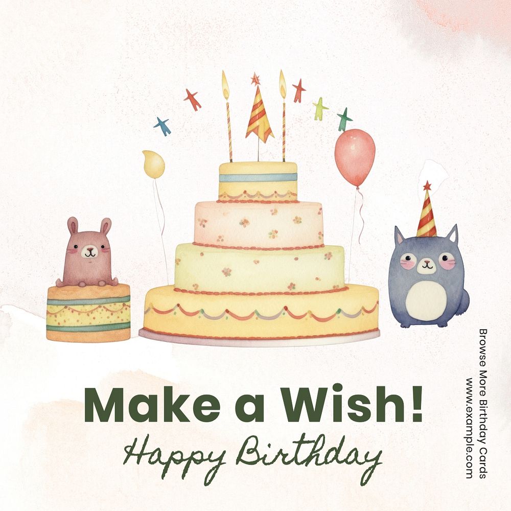 Birthday card wish Instagram post template