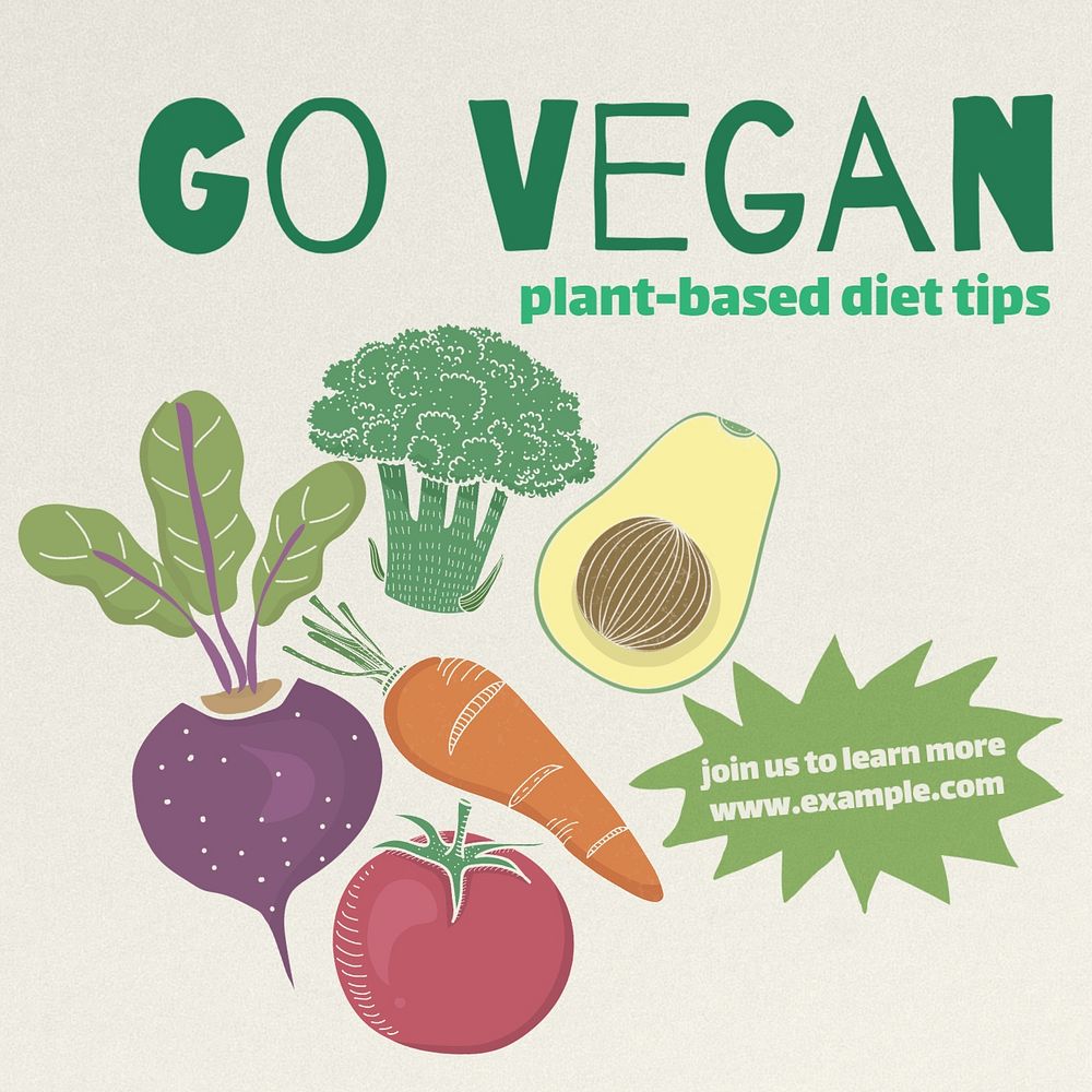 Plant-based vegan diet Instagram post template