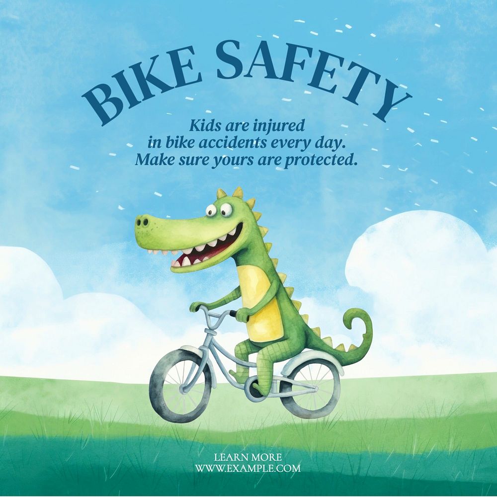 Kids bike safety Facebook post template, editable design