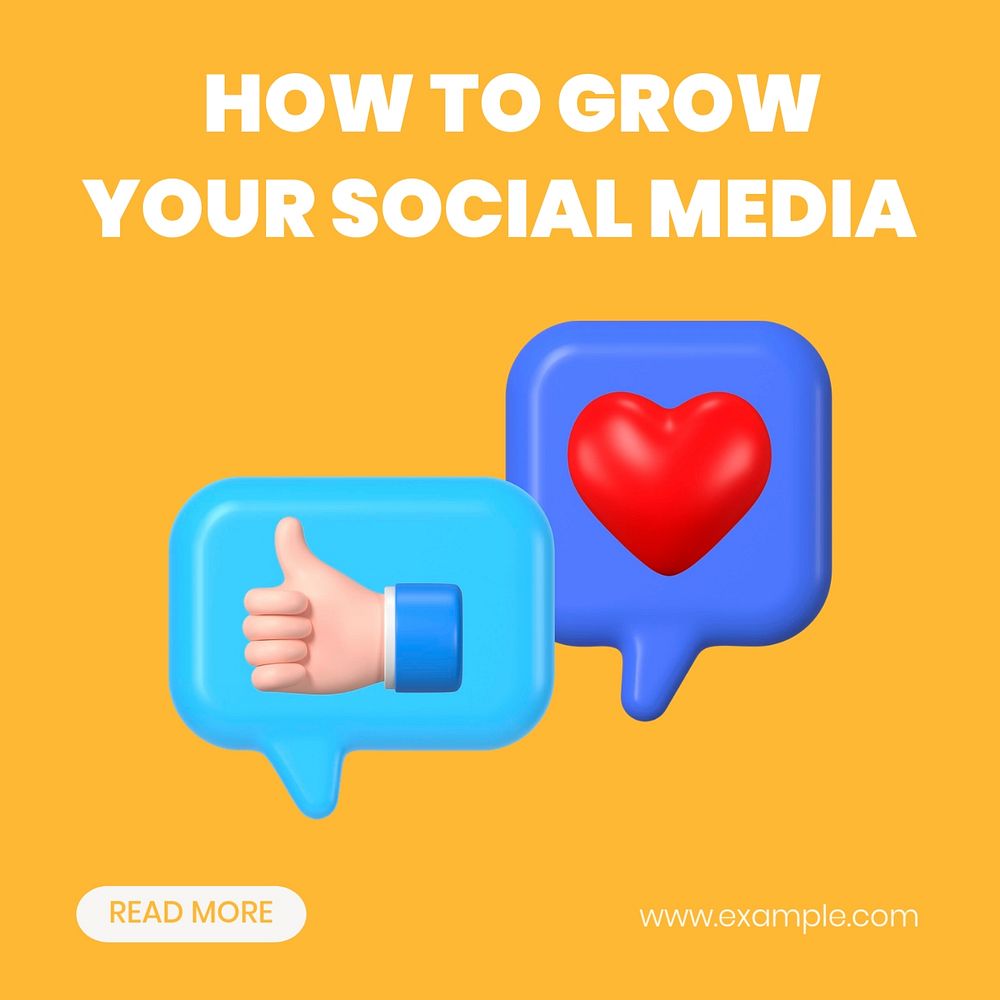 Growth social media post template, editable 3D design