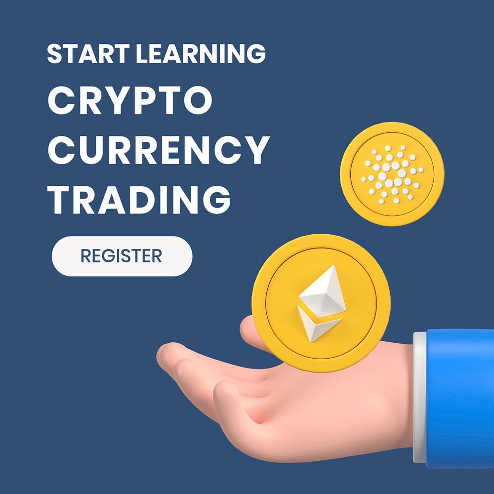 Cryptocurrency Instagram ad template, editable 3D design