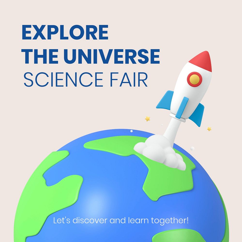 Education & science Instagram post template, 3D design