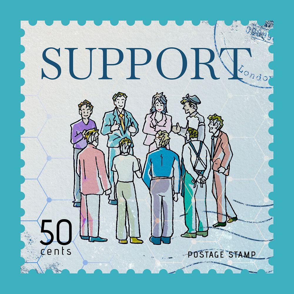 Team building, Instagram post template, editable postage stamp design