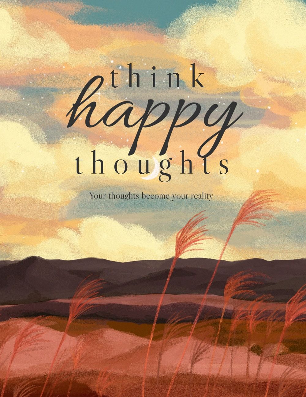 Think happy thoughts flyer template, editable design