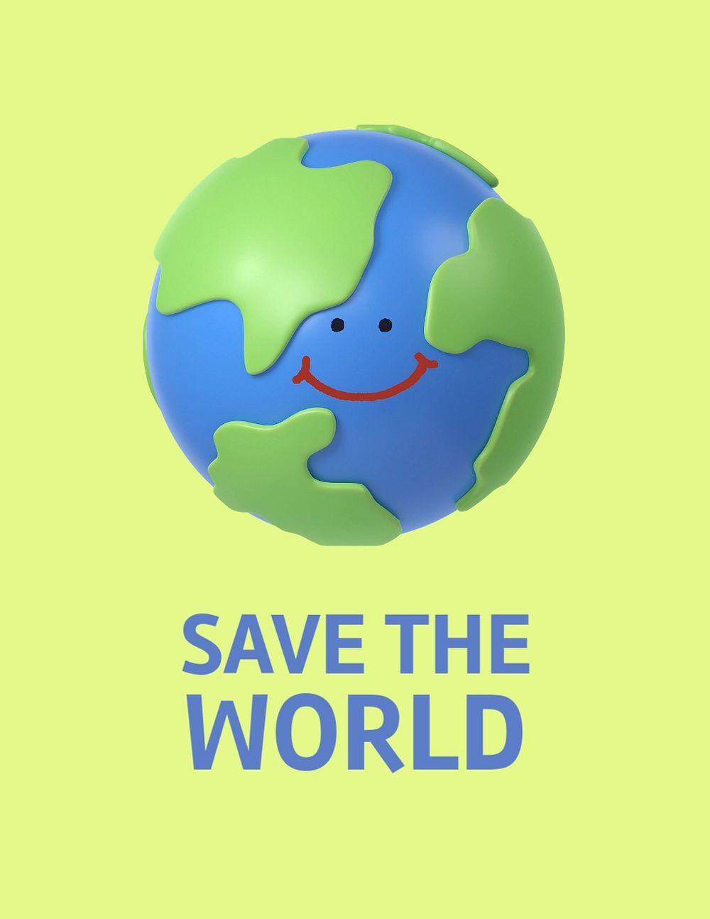 Save the world flyer template, 3D environment, globe illustration