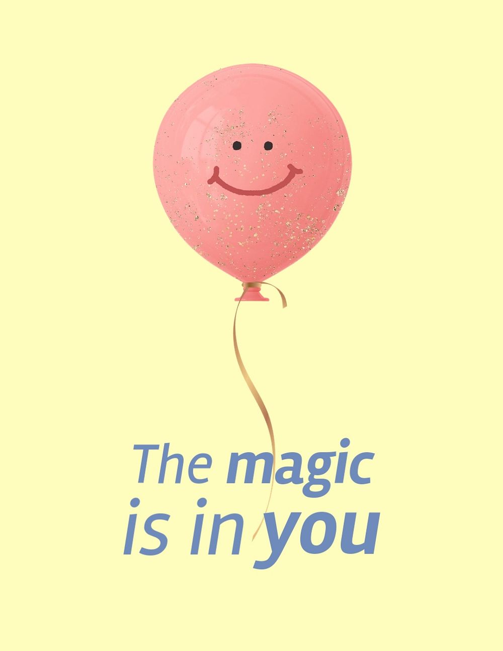 Pink balloon flyer template, positive quote