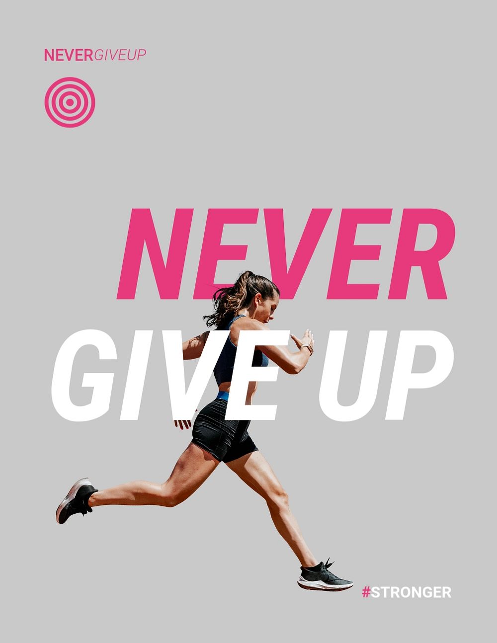 Never give up flyer template, sports aesthetic