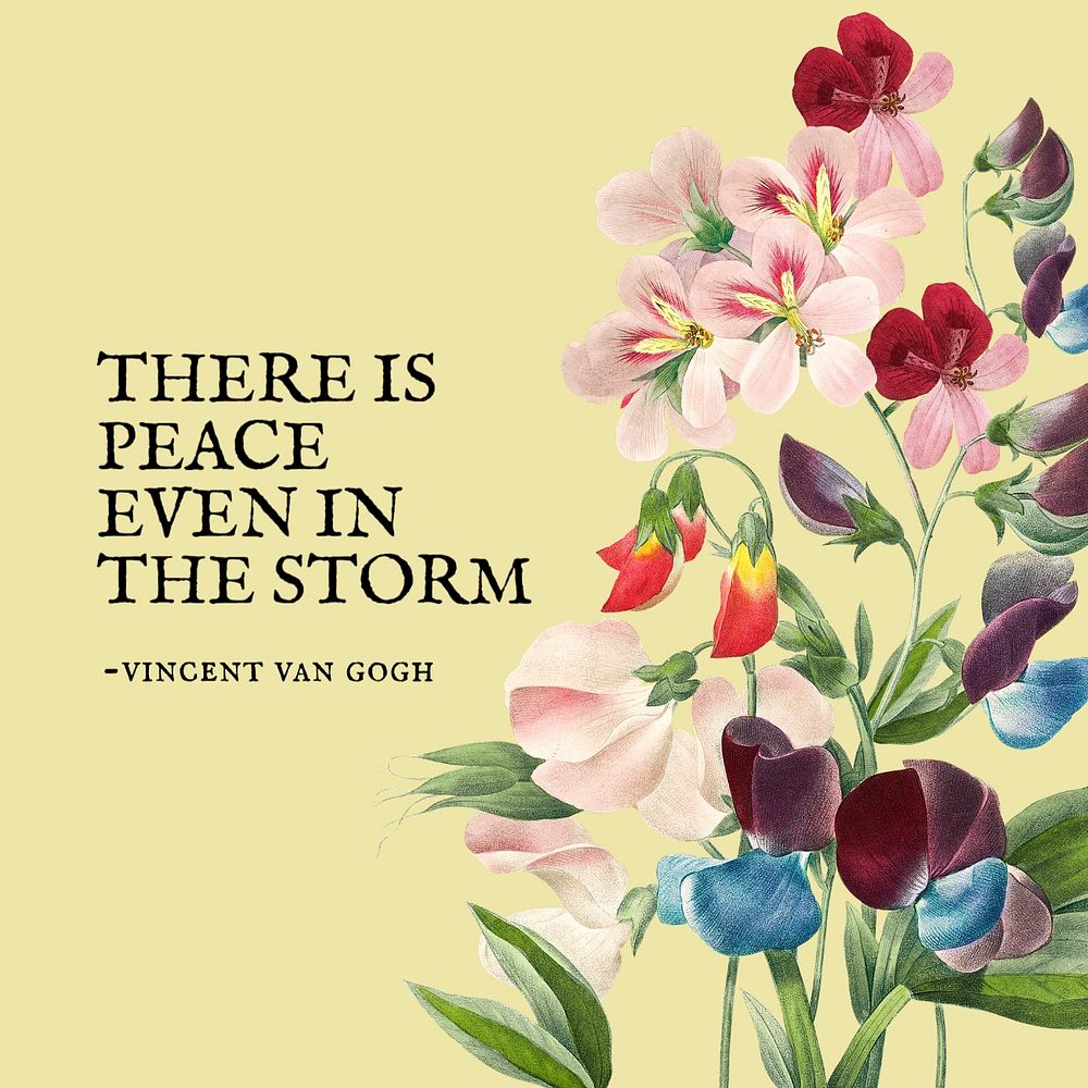 Flower quote Facebook post template, editable design