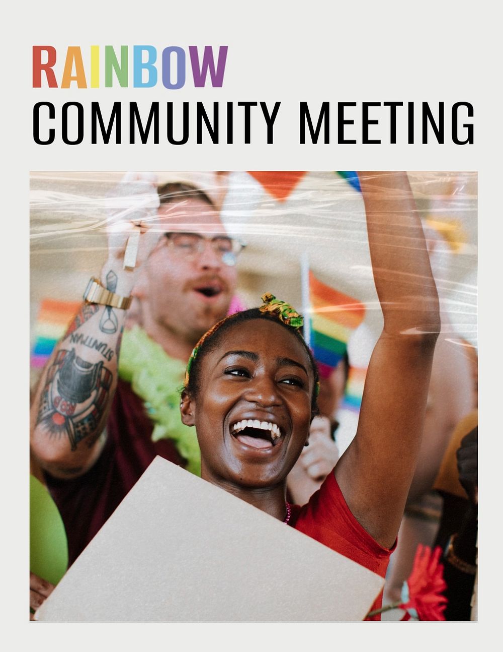 Rainbow community flyer editable template, gay pride celebration