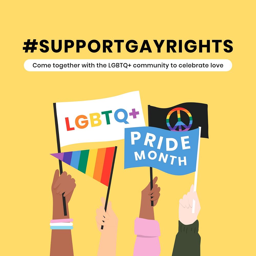 Gay rights Instagram post template, LGBTQ, Pride Month campaign