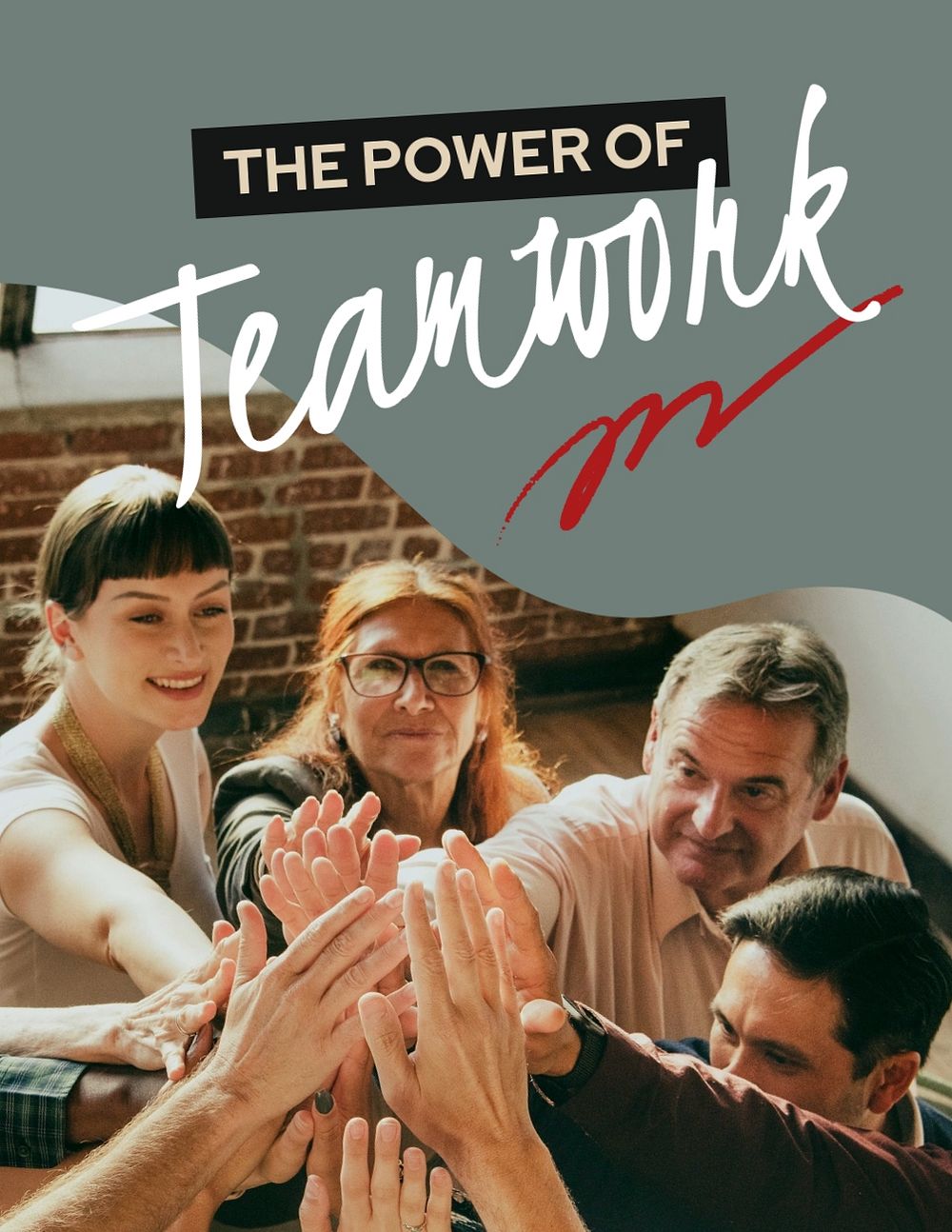 Teamwork flyer template, collaboration photo 