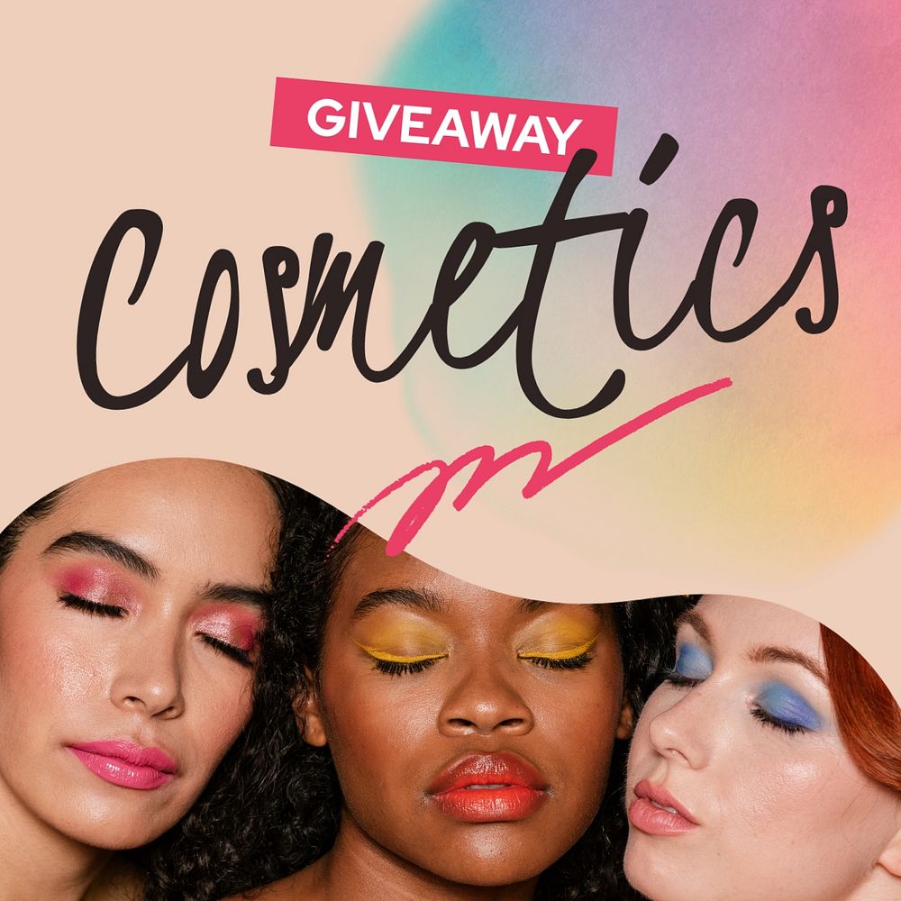 Women's beauty Instagram post template, cosmetics ad photo 