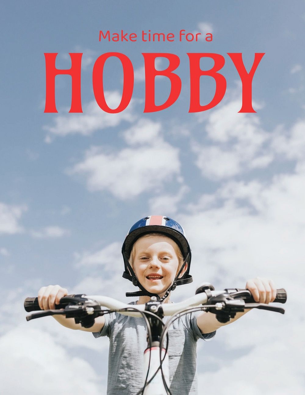 Biking hobby flyer template, kid design