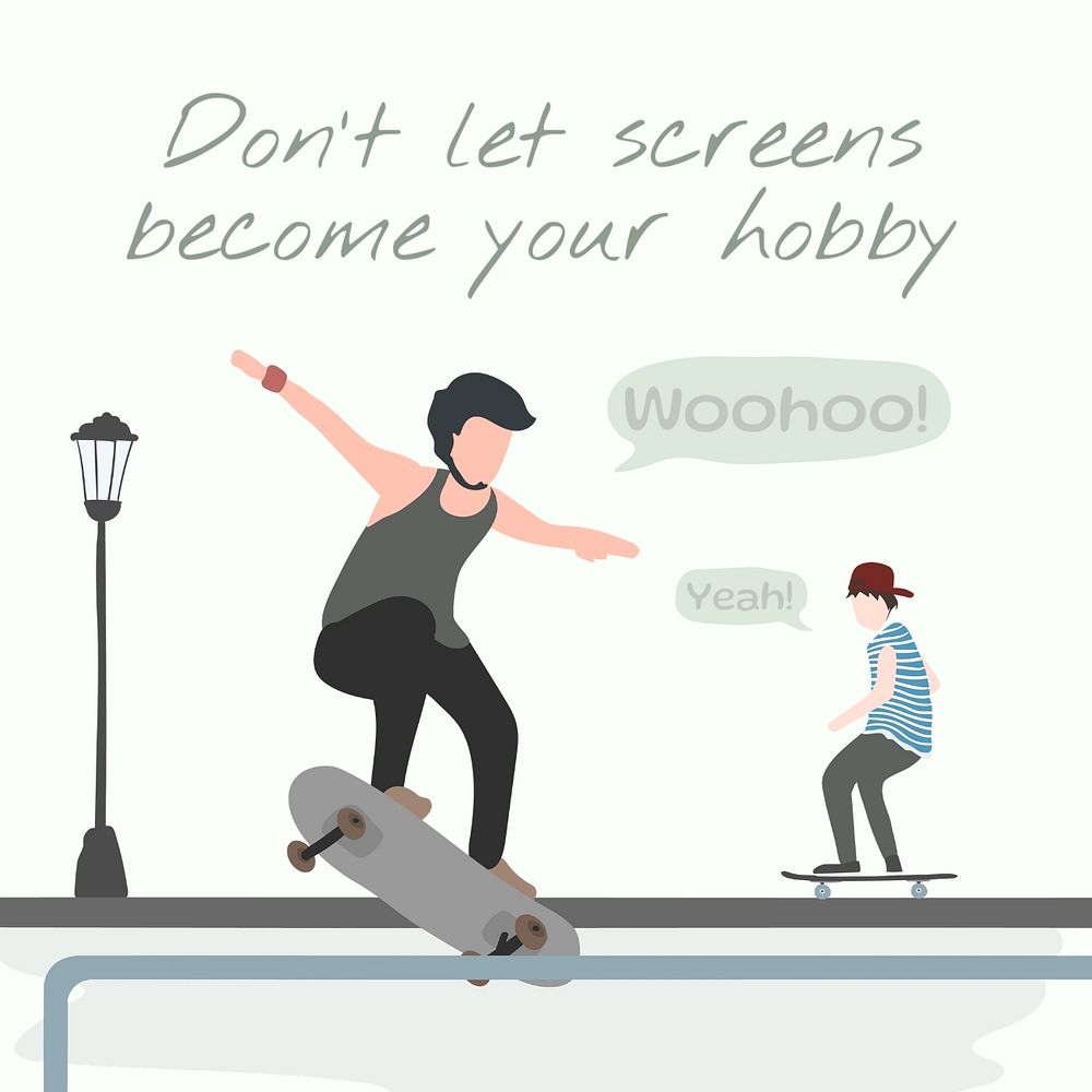 Skateboarder Instagram post template, editable hobby design