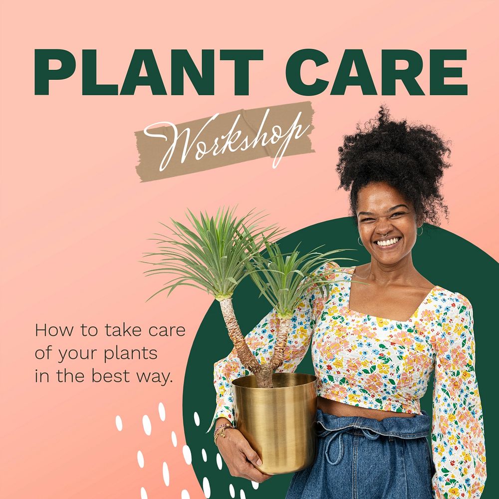 Plant workshop template social media post, gardening campaign