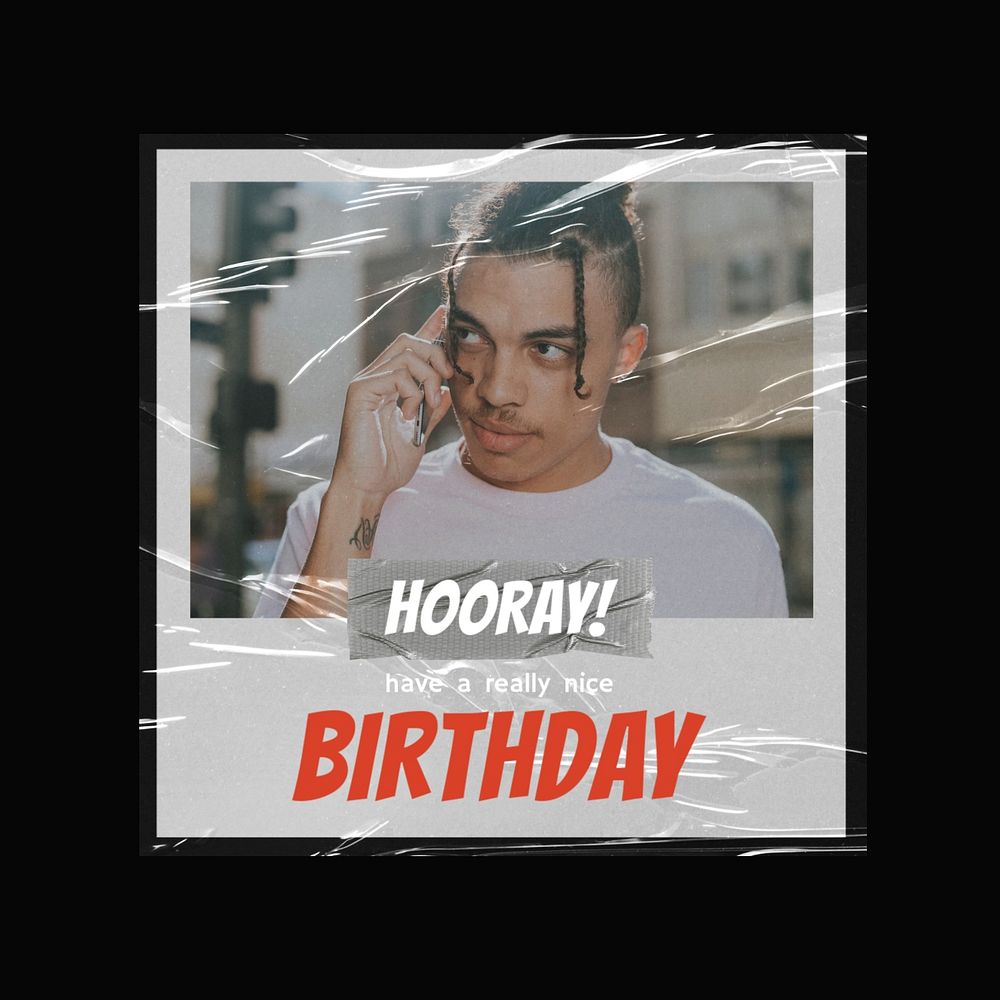Instant film Instagram post template, birthday greeting card