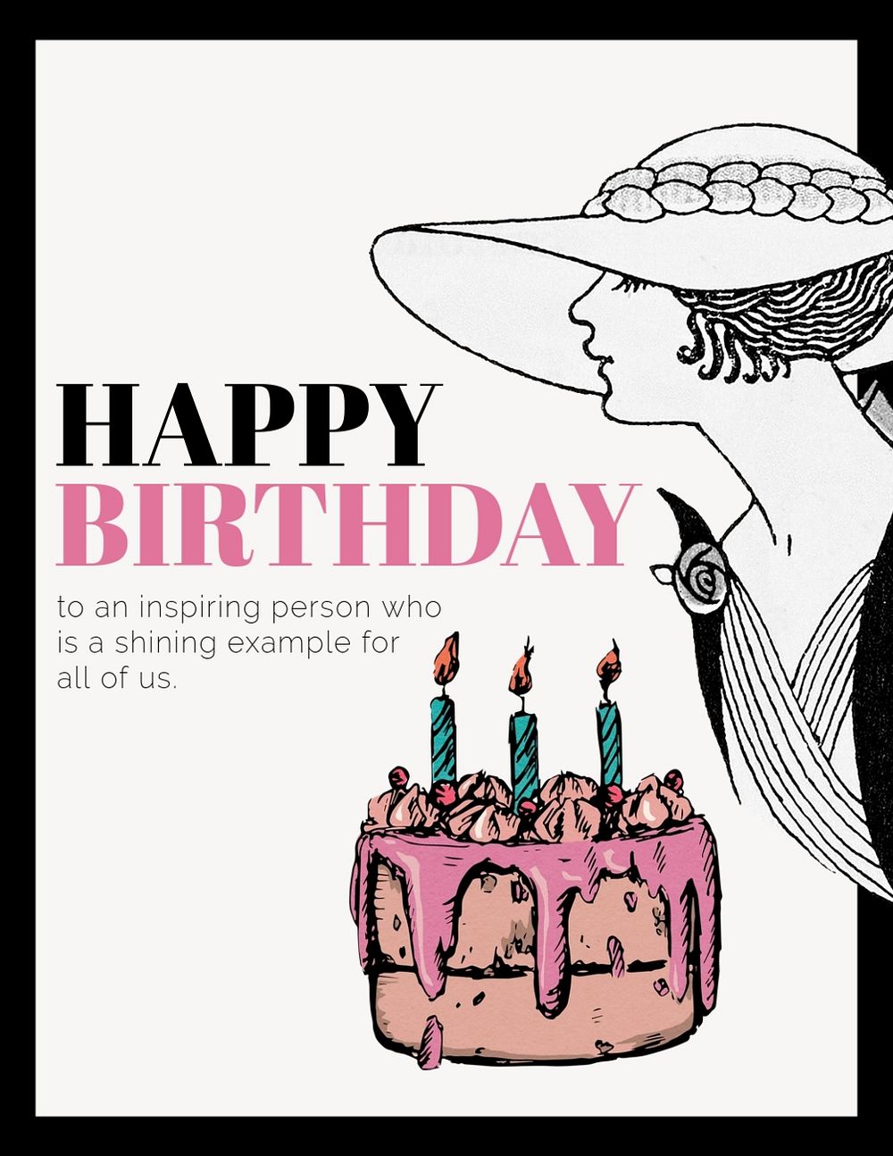 Vintage fashion flyer template, birthday greeting card