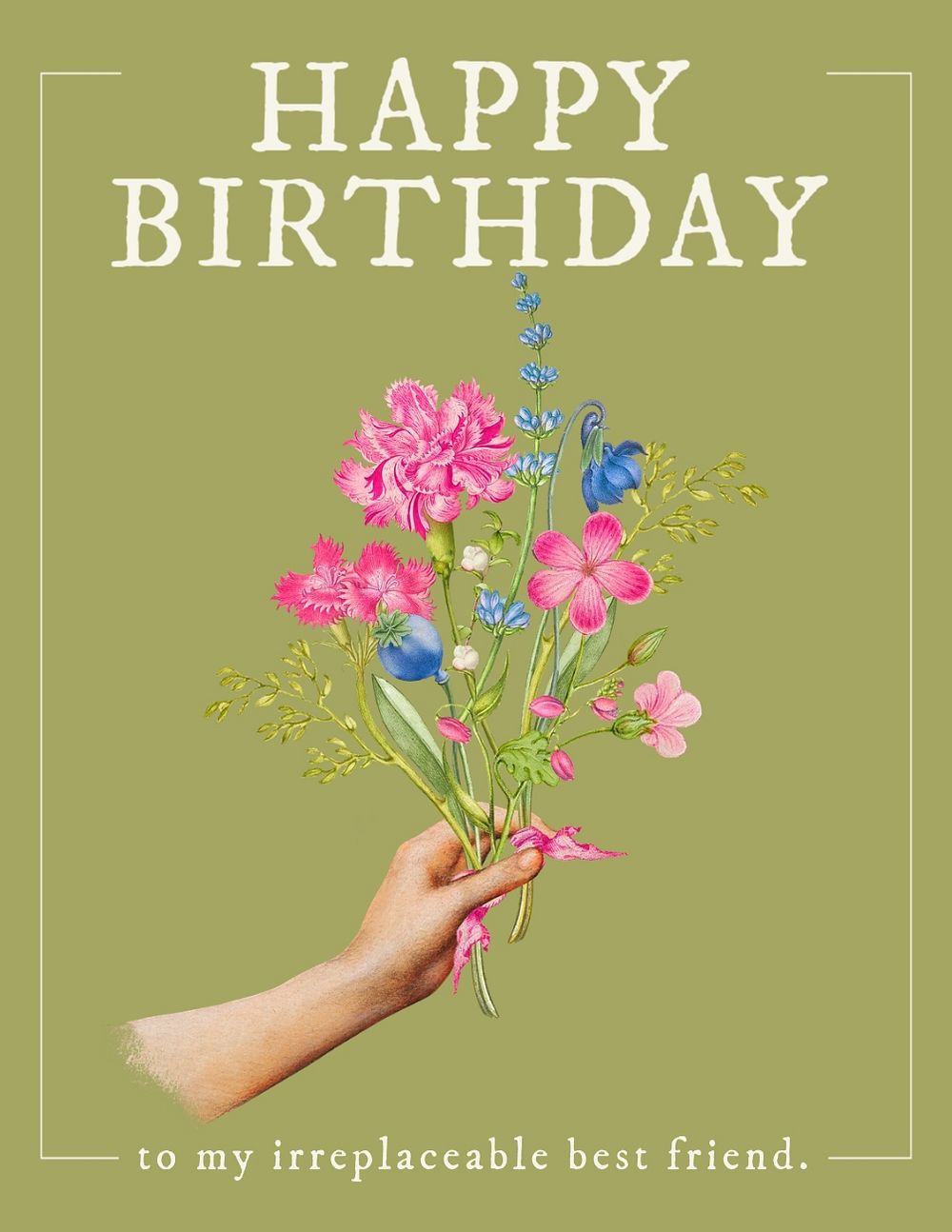 Vintage flower flyer template, birthday greeting card