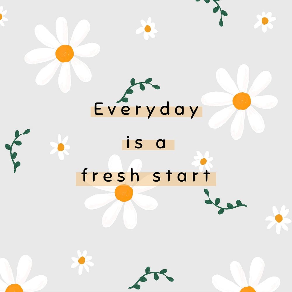 Motivational quote instagram post template, Daisy design