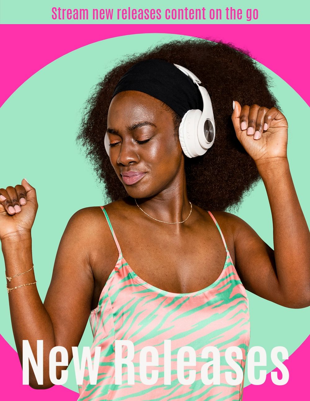 Music flyer template, African American woman