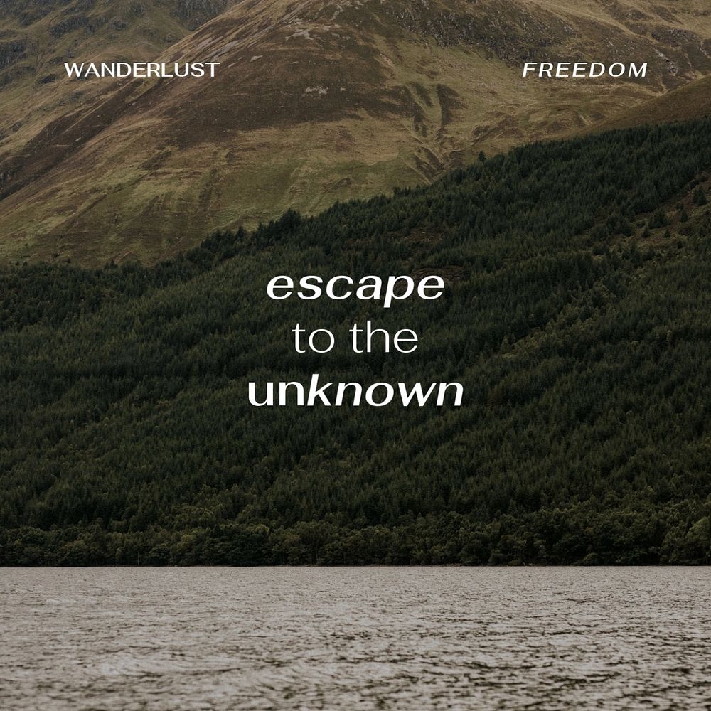 Lake travel Facebook post template, editable quote