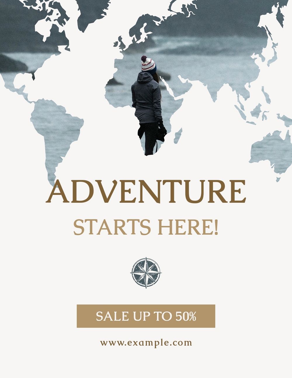 World travel flyer template, continent design