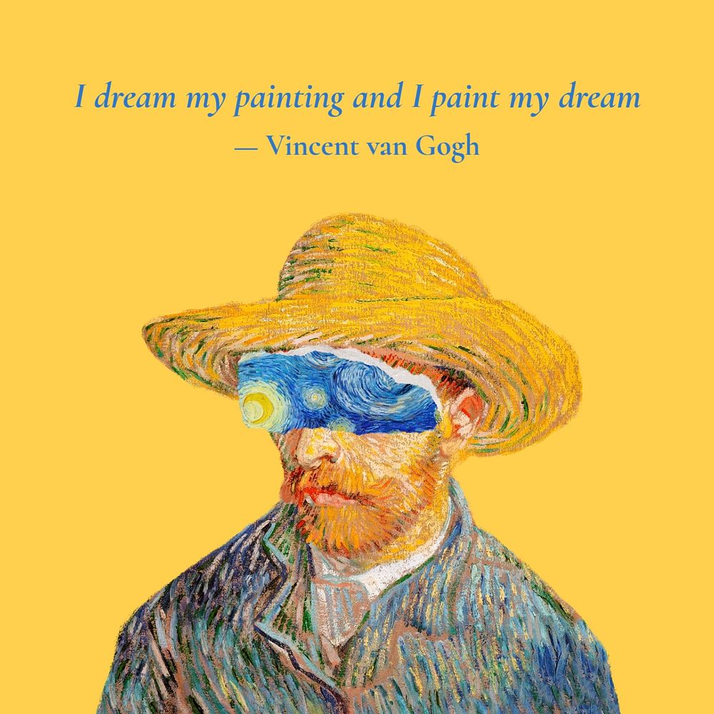 Van Gogh Facebook post template, self-portrait remixed by rawpixel