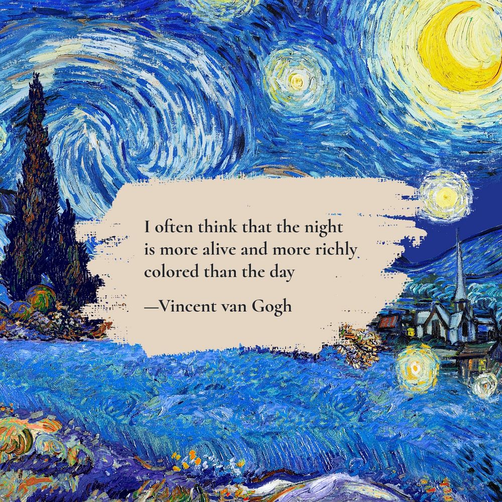 Van Gogh Facebook post template, Starry Night painting remixed by rawpixel