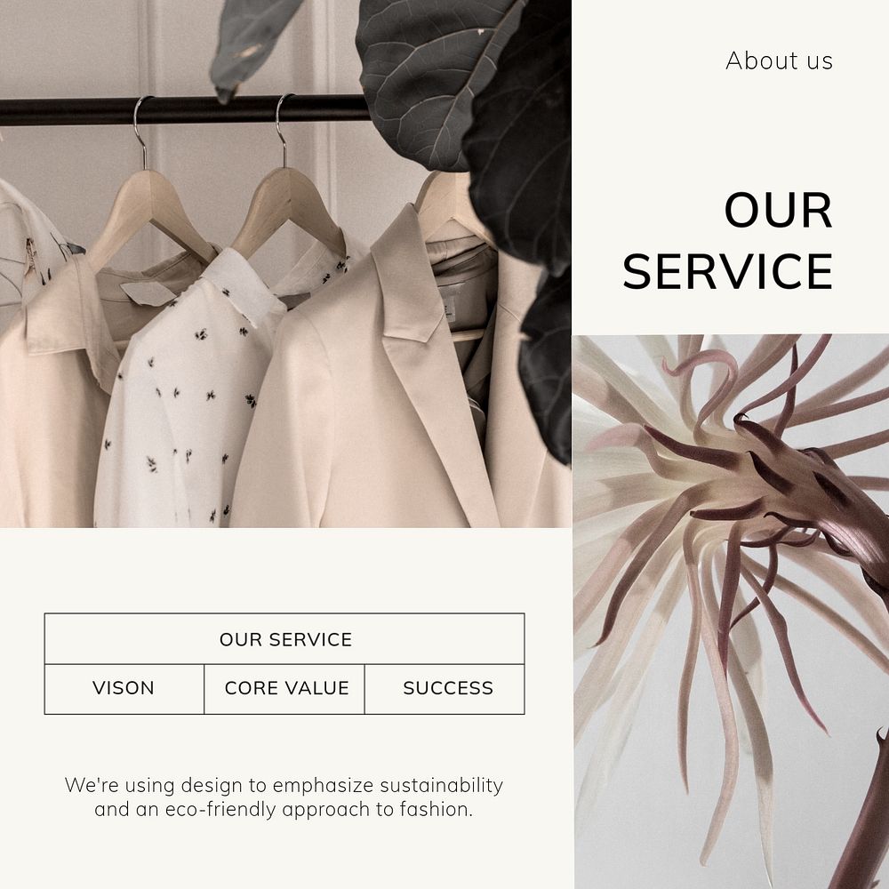 Fashion service Instagram post template, branding