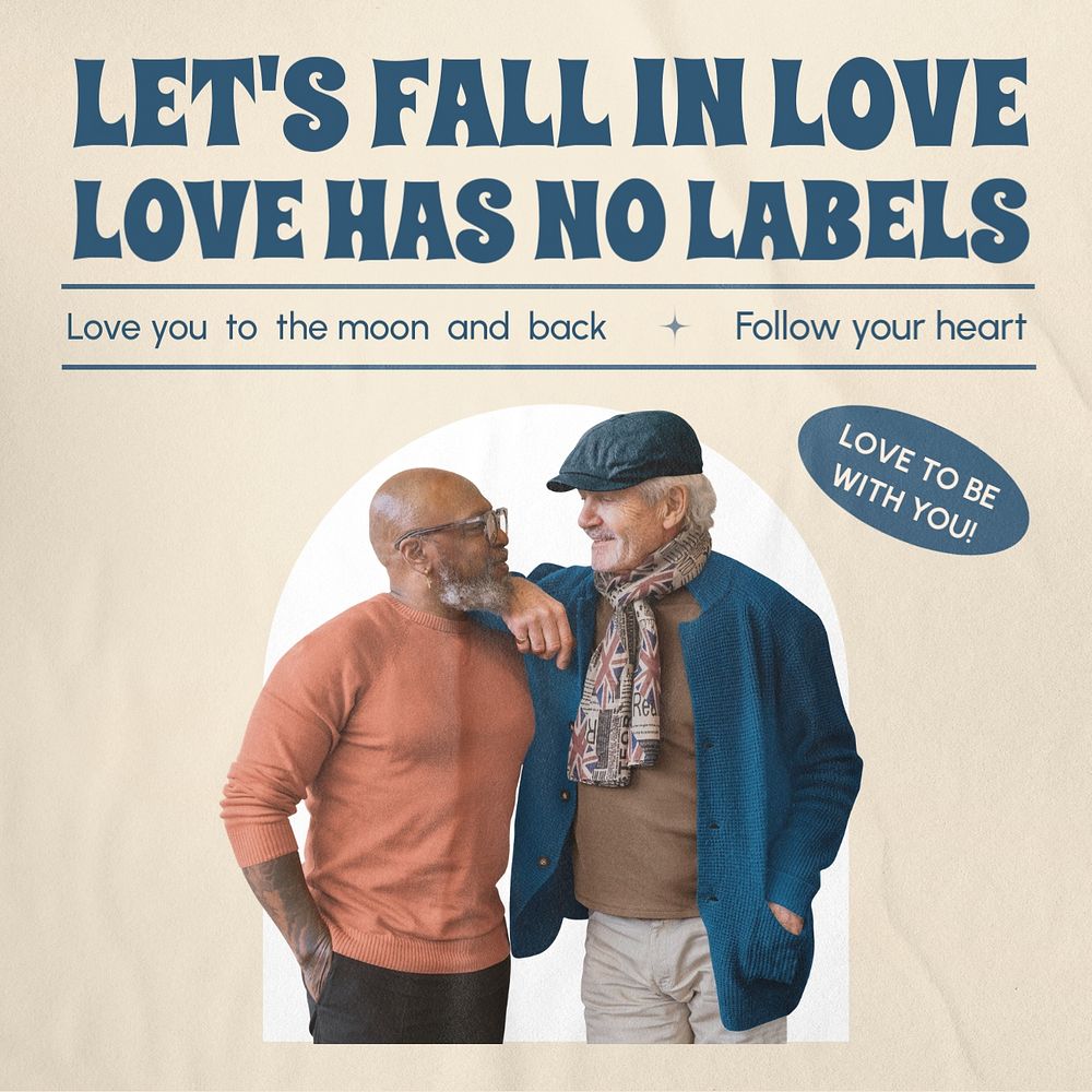 Gay pride Instagram post template, wrinkled paper texture design