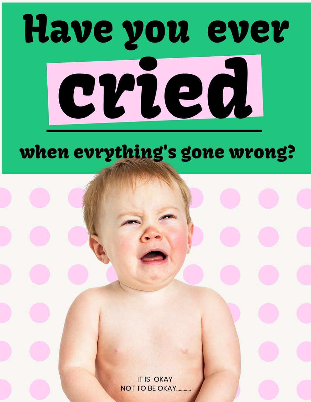Mental health flyer template, crying baby design