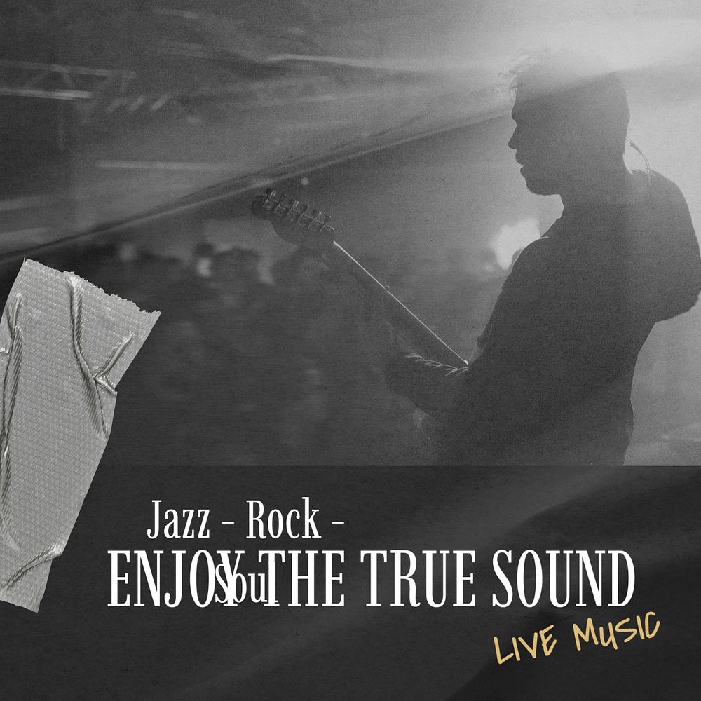 Concert aesthetic Instagram post template, live music ad