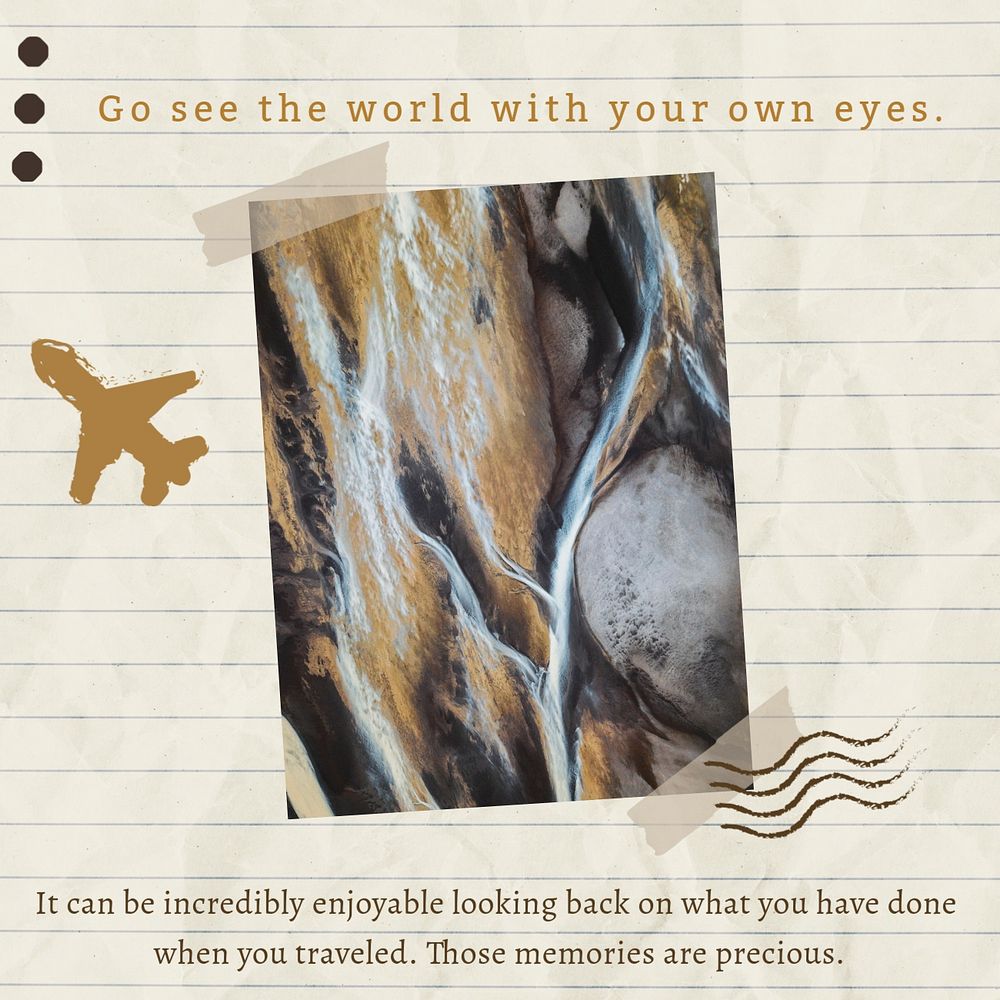 Adventure Instagram post template, travel editable design 