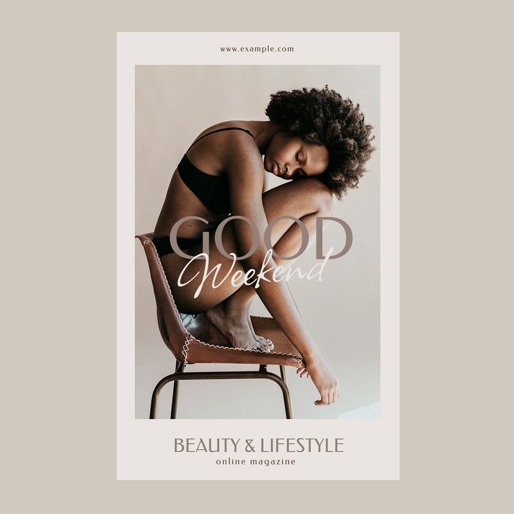 Beauty, lifestyle Instagram post template, online magazine ad