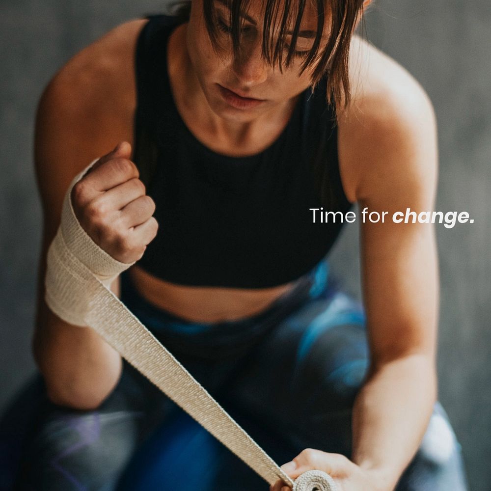 Woman workout Instagram post template, editable text