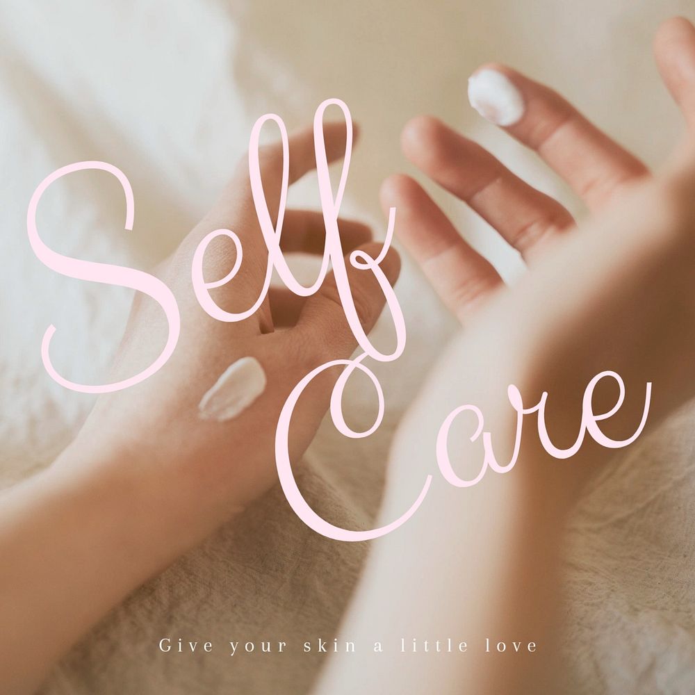 Self care Instagram post template, editable text