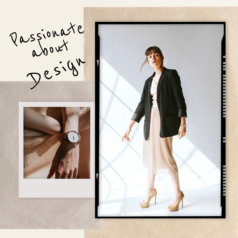 Trendy fashion instagram post template, photo collage