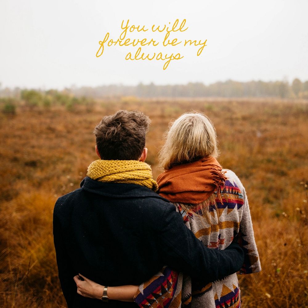 Couple hugging Facebook post template, editable text