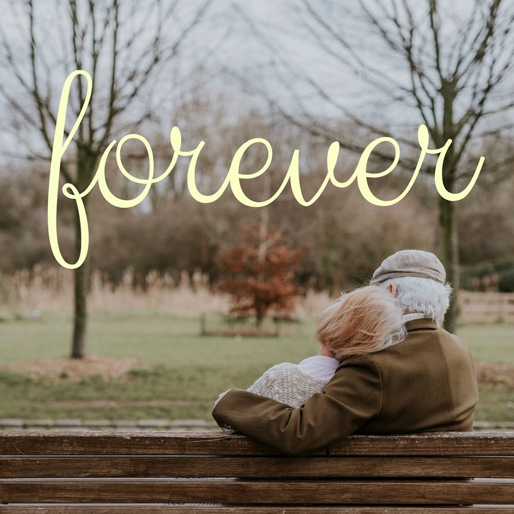 Elderly couple Facebook post template, editable text