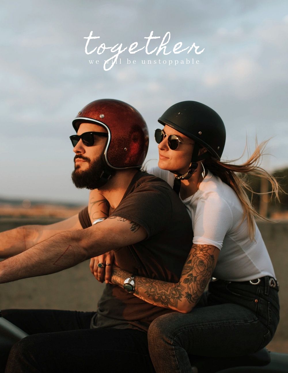 Biker couple flyer template, editable text